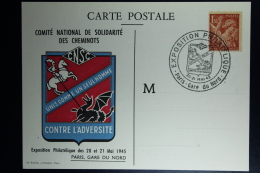 France Liberation: Carte  Paris Exposition Philatelique Mai 1945 - Comité Nat. De Solidarité Des Cheminots - Libération