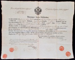 1841 Magyar Katona Elbocsájtó Levele / Hungarian Soldier Disarming Warrant 56x48 Cm - Otros & Sin Clasificación