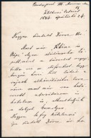 1884 Lóczy Lajos (1849-1920) Geológus Saját Kézzel írt Levele,  Dörre... - Sin Clasificación