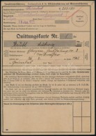 1939 Quittungskarte Für Sudetenland No. 1. Érvényesítési Bélyegekkel / With... - Non Classés