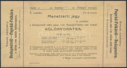 1903 Menettérti Jegy Poprád-Felkára MenÅ‘ Különvonatra. A Magyar Lovaregylet... - Zonder Classificatie