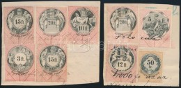 1881 9 Db Okmánybélyeg 2 Kivágáson / 2 Document Cuttings With 9 Document Stamps - Non Classés