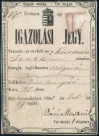 1861 Igazolási Jegy Magyar Címerrel FelsÅ‘szénégetÅ‘i Lakosnak / Hungarian ID Forl... - Non Classés