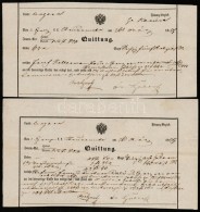 1859 Két Azonos Napi Nyugta 12kr Illetékbélyeggel / Same Day Receipts - Non Classés