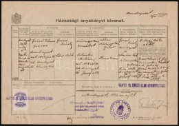 1946 Május Házassági Anyakönyvi Kivonat 5000AP Illetékbélyeggel +... - Non Classés