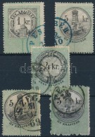 1868/1880 5 Db Okmánybélyeg Postai, Kocsiposta Bélyegzéssel / 5 Fiscal Stamps With... - Non Classés