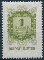 1945 1 Millió P Okirati Illetékbélyeg, Ritka! (80.000) / Fiscal Stamp, Rare! - Non Classés
