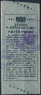 1937 2P Kártyajegy, Kártya-zárjegy (Hodobay 34.) / 2p Card Tax-stamp - Non Classés
