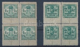1kr és 2kr Hirdetménybélyeg Négyestömbökben / Advertising Stamp Blocks Of 4 - Non Classés