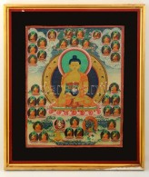 Jelzés Nélkül: Thangka Buddha. Vegyes Technika, Vászon, üvegezett Sérült... - Other & Unclassified