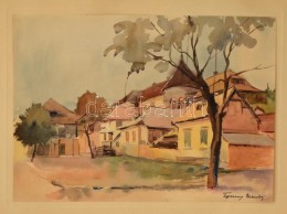 Tipary DezsÅ‘ (1887-1967): Utcarészlet. Akvarell, Papír, Jelzett, 33×46 Cm - Otros & Sin Clasificación
