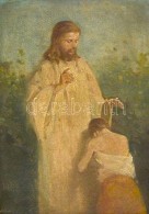 Kümmerle Pál (1873-?): Krisztus Békéje. Olaj, Karton, Jelzett, Keretben, 25×19 Cm - Autres & Non Classés