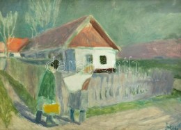 Jakuba János (1909-1974): Hazafelé. Olaj, Farost, Jelzett, üvegezett Keretben, 50×70 Cm - Autres & Non Classés