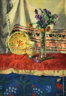 Duray Tibor (1912-1988): Asztali Csendélet. Tempera, Papír, Jelzett, 43×30 Cm - Autres & Non Classés