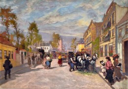 Berkes Antal (1874-1938): Forgalmas Utca. Olaj, Vászon, Jelzett, Keretben, 70×100 Cm - Autres & Non Classés
