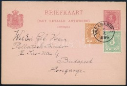 1896 HáromszínÅ± Válaszos LevelezÅ‘lap Budapestre / PS-reply Card To Budapest - Autres & Non Classés
