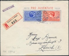 1937 Pro Juventute Blokk Mi 3 Ajánlott FDC-n / Mi Block 3 On Registered FDC (Mi EUR 220,-) - Autres & Non Classés