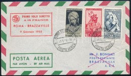 1955 Roma - Brazzaville ElsÅ‘ Repülés Levél/ First Flight Cover - Other & Unclassified