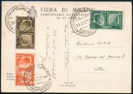 1941 Képeslap Mussolini-Hitler Bélyegekkel Bérmentesítve / Local Postcard - Otros & Sin Clasificación