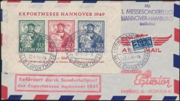 1949 Hannoveri Vásár Mi Blokk 1 Alkalmi Légi FDC Hannover - Hamburg ElsÅ‘ Vásári... - Autres & Non Classés