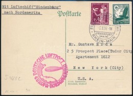 1936 LevelezÅ‘lap New Yorkba A Hindenburg Léghajóval/ Postcard To New York With Airship Hindenburg - Andere & Zonder Classificatie