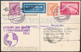 1932 Zeppelin 1. Dél-amerikai útja Képeslap Mountevideoba / Zeppelin 1. South America Flight,... - Autres & Non Classés