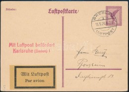 1926 Légi LevelezÅ‘lap/ Airmail Postcard BRESLAU - Karlsruhe - Andere & Zonder Classificatie