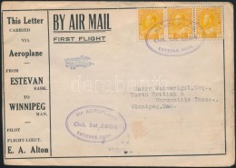 1924 ElsÅ‘ Repülés Reklám Levél / First Flight Cover 'ESTEVAN' - 'WINNIPEG' - Autres & Non Classés