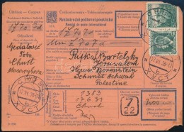 1938 Pénzutalvány Husztról Palesztinába/ Money Order From Huszt To Palestine... - Otros & Sin Clasificación