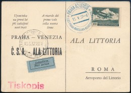 1937 Légi Képeslap/ Airmail Postcard PRAHA - VENEZIA - Autres & Non Classés