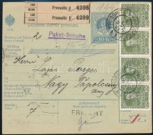 1913 Csomagszállító 8 Bélyeggel Bérmentesítve Nagytapolcsányra /... - Autres & Non Classés