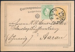 1875 Díjkiegészített Díjjegyes LevelezÅ‘lap Svájcba / PS-card With Additional... - Otros & Sin Clasificación