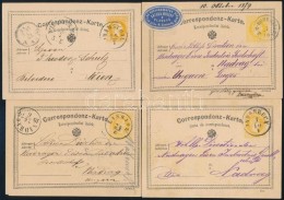 1872-1874 4 Db Díjjegyes LevelezÅ‘lap Szép Bélyegzésekkel / 4 PS-cards... - Otros & Sin Clasificación