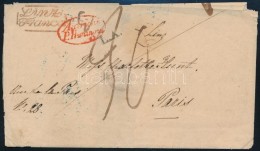 1834 Portós Levél Párizsba/ Unpaid Cover Piros/ Red ,,Linz Franco' - Paris - Otros & Sin Clasificación