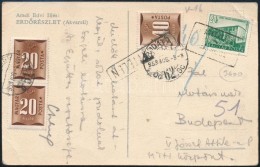 1953 Képeslap Budapestre 80f Barna Portóval / Postcard With 80f Postage Due - Autres & Non Classés