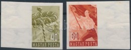 ** 1954 Május 1. (V.) ívszéli Vágott Sor (8.000) / Mi 1373-1374 Imperforate Margin Set - Otros & Sin Clasificación