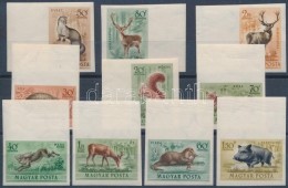 ** 1953 Erdei állatok ívszéli Vágott Sor (14.000)  / Mi 1285-1294 Imperforate Margin... - Otros & Sin Clasificación