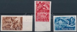 ** 1951 Május 1. (II.) Vágott Sor (9.000) / Mi 1216-1218 Imperforate Set - Autres & Non Classés