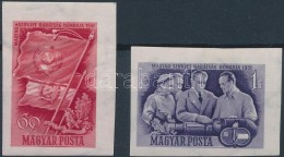 ** 1951 Magyar-szovjet Barátság Vágott Sor (9.000) / Mi 1158-1159 Imperforate Set - Autres & Non Classés