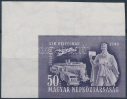 ** 1949 Bélyegnap (22.) Vágott ívsarki Bélyeg (20.000) / Mi 1065 Imperforate Margin... - Andere & Zonder Classificatie