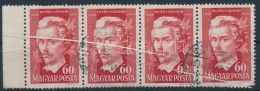 O 1949 PetÅ‘fi 60f Négyescsík Papírráncokkal / Mi 1046 Stripe Of 4 With Paper Creases - Otros & Sin Clasificación