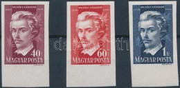 ** 1949 PetÅ‘fi Sándor (II.) Vágott ívszéli Sor (8.000) / Mi 1045-1047 Imperforate... - Autres & Non Classés