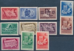 ** 1948 Centenárium Vágott Sor (80.000) / Mi 1000-1010 Imperforate Set - Other & Unclassified