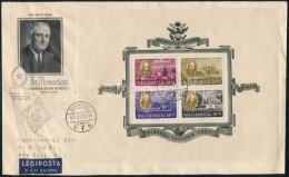 1947 Roosevelt Blokk Légi FDC-n Az USA-ba Küldve (45.000) / Mi Blokk 11 On Airmail FDC To USA - Otros & Sin Clasificación