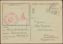 1940 Tábori LevelezÅ‘lap / Field Postcard Piros / Red 'M.kir. I. Hdt. Közvetlen Közepes Tgko.' - Autres & Non Classés