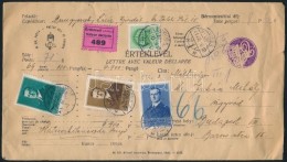 1941 Horthy Sor értéklevélen / Mi 565-567 Set On Insured Cover 'ÚJVIDÉK' -... - Otros & Sin Clasificación