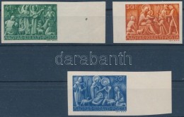 ** 1943 Karácsony Vágott ívszéli Sor (35.000) / Mi 742-744 Imperforate Margin Set - Otros & Sin Clasificación