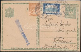 1921 8f Díjjegyes Hasábos LevelezÅ‘lap Ollóval Vágva, Két Bélyeges... - Other & Unclassified