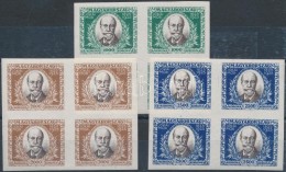 ** 1925 Jókai Mór (I.) Vágott Négyestömbök (72.000) / Mi 398-400 Imperforate... - Andere & Zonder Classificatie