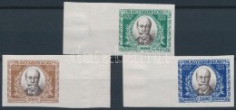 ** 1925 Jókai Mór (I.) Vágott ívszéli Sor (18.000) / Mi 398-400 Imperforate... - Autres & Non Classés